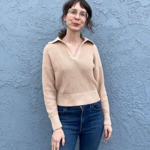 J. Crew Polo Sweater Collared cotton beach in Small Beige Neutral